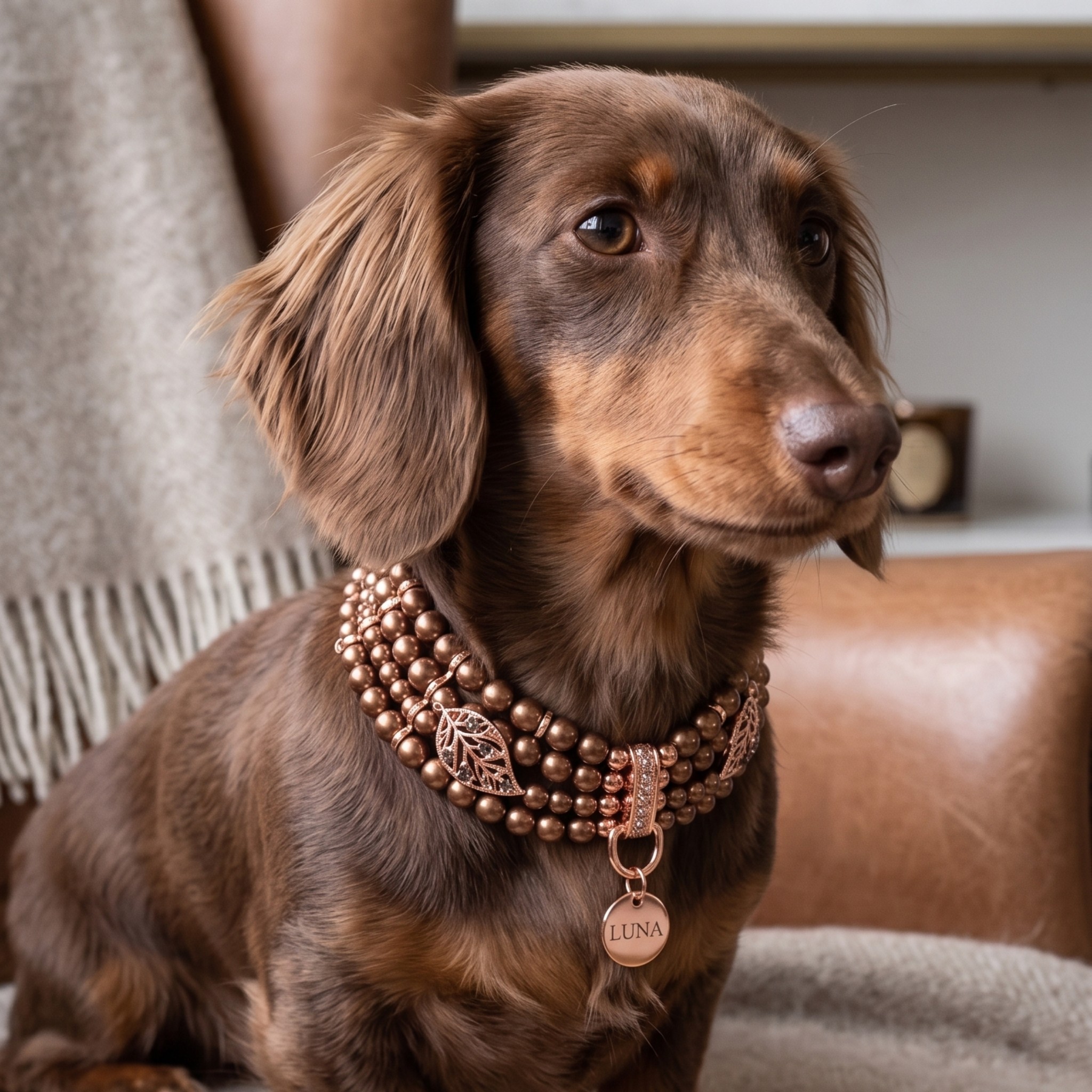 Collana Decorativa per Cani in Pasta di Conchiglia e Dettagli in Zama